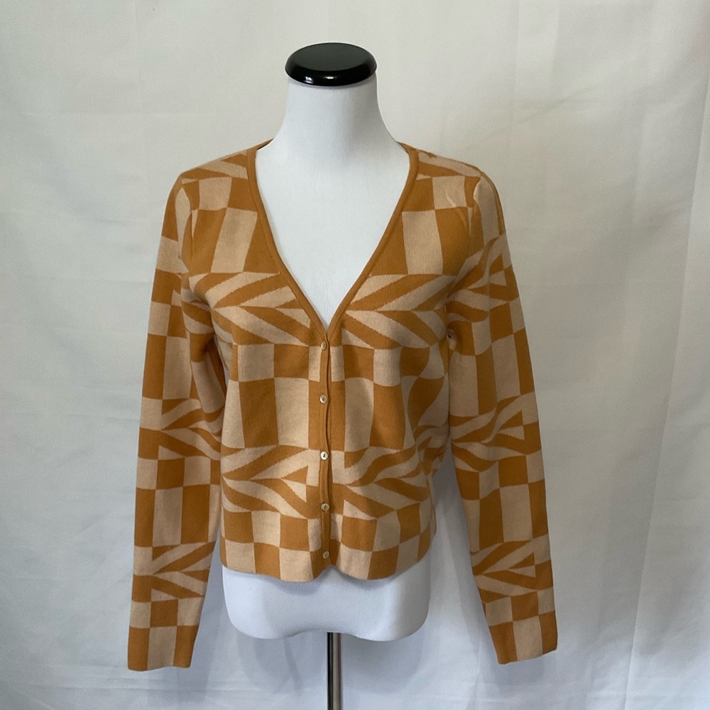 Pacsun Kendall & Kylie crop geometric print cardigan sweater NWT size Large